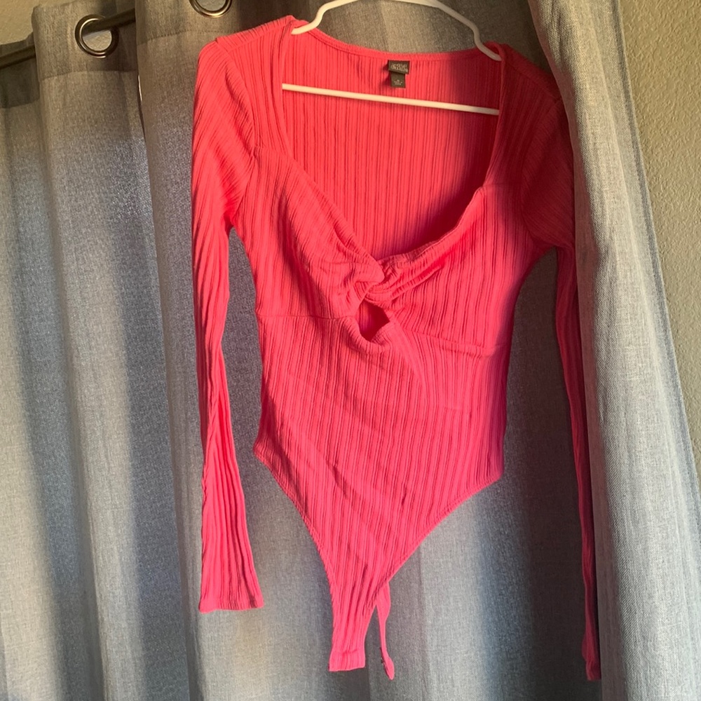 Neon pink cut out bodysuit
